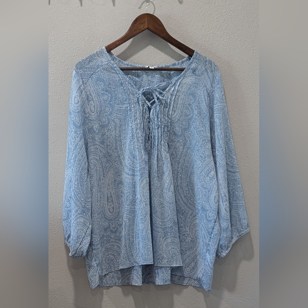 XL blue Sanoma blouse sheer